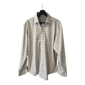 Twillory Men’s Performance Tailored Fit Gray Striped Dress Shirt Sz 17 34-35